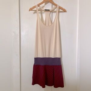 T-BAGS sleeveless mixed media boho tank top dress small hobo chic